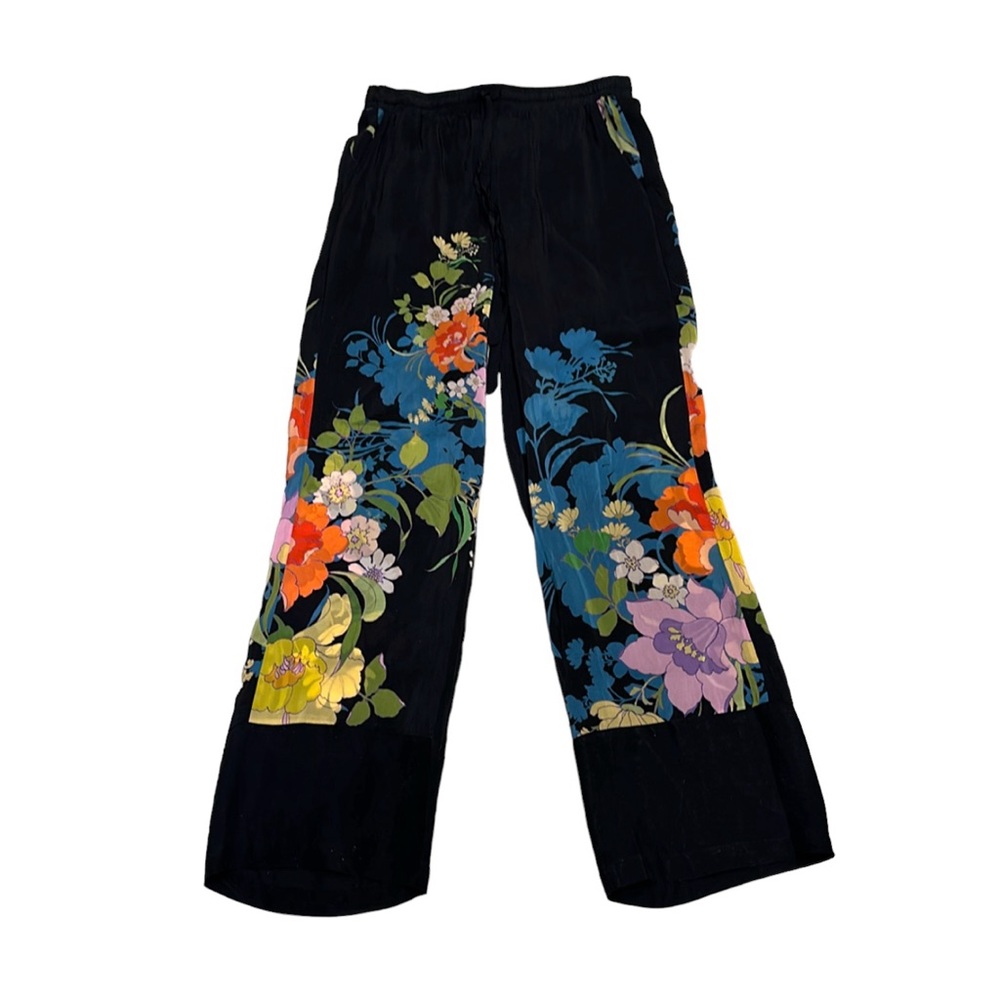 JOHNNY WAS black with floral sheer pants in size S, NWT - Picture 1 of 11